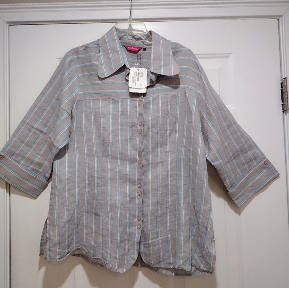 Revolution NWT Linen Button Blouse Size 2 X - Picture 2 of 10